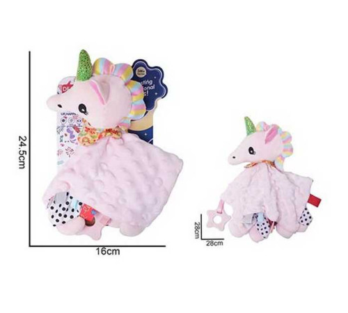 Брязкальце-комфортер 688 M70 (96) "Єдиноріжка", текстильне, гумовий прорізувач, шумливі вушка, петелька для підвішування, в пакеті – в наличии! Купите сейчас у KAZKOVA