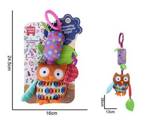 Брязкальце 688 M104 (120) "Сова", текстильне, мелодія вітру, прорізувач, кріплення для підвішування, в пакеті – в наличии! Купите сейчас у KAZKOVA