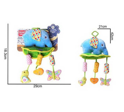 Брязкальце 688 M41 (96) “Слоник”, текстильне, кріплення для підвішування, пискавка, шелесткі елементи, мелодія вітру, в пакеті – в наличии! Купите сейчас у KAZKOVA