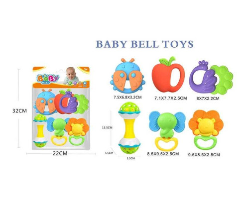 Набір брязкалець 508-156 (144/2) 6 штук, прорізувач, в пакеті – в наличии! Купите сейчас у KAZKOVA