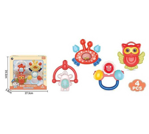 Набір брязкалець BM 5600-1 (96/2) 4 штуки, прорізувач, в коробці – в наличии! Купите сейчас у KAZKOVA