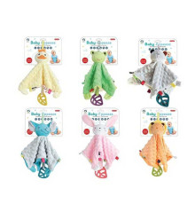 Брязкальце-комфортер A 553 (120/2) 6 видів, текстильне, тваринка, прорізувач, ВИДАЄТЬСЯ ТІЛЬКИ МІКС ВИДІВ