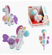 Брязкальце BY 117 (24/2) 2 види, хвіст-прорізувач, тріскачка, пискавка, рухома шестерня, пальчикова гра, в коробці