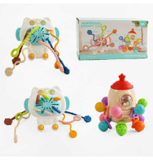 Набір брязкалець 888-9 (40) прорізувач, брязкальце-прорізувач, 12 масажних пластинок для ясен, подвійне обертання іграшки, тріскачка, сфера з кульками, в коробці