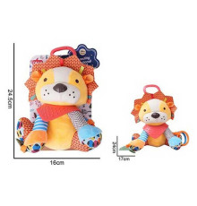 Брязкальце 688 M87 (96) "Левеня", текстильне, підвіски, 2 прорізувачі, шумливі ніжки, кільце для підвішування, в пакеті