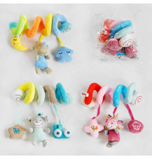 гр Брязкальце м'яке С 47838 (175)"Bimbo", 3 види, розтяжка-спіраль, пискавка, шелесткі та гримлячі елементи, в пакеті