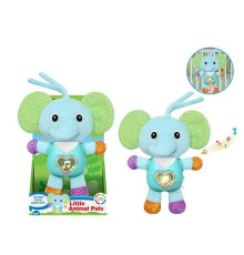 Музичне брязкальце 1963-1 (48) підсвічування, звуки тварин, мелодії, кумедні звуки, шумливі вушка, кульки, пластиковий тулуб, текстильні голова та кінцівки, в коробці