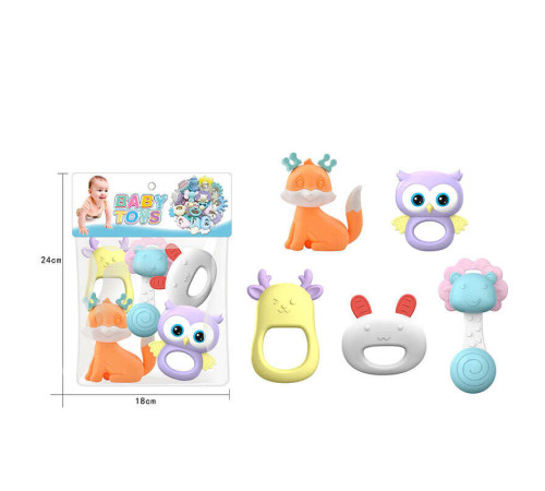 Набір брязкалець HX 043 (180/2) 5 штук, прорізувач, в пакеті – в наличии! Купите сейчас у KAZKOVA