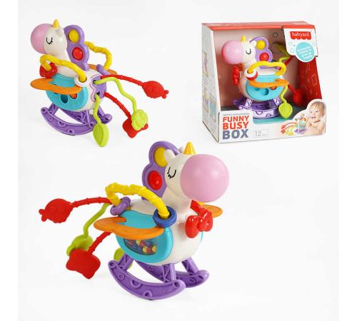 Брязкальце BY 217 (48/2) “Єдиноріг”, шнурочки, pop it, тріскачка, пальчикова гра, прорізувач, в коробці – в наличии! Купите сейчас у KAZKOVA