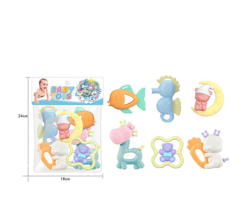 Набір брязкалець HX 044 (180/2) 6 штук, прорізувач, в пакеті – в наличии! Купите сейчас у KAZKOVA