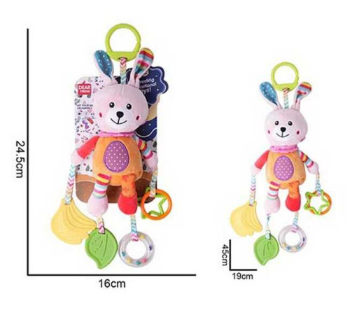 Брязкальце 688 M50 (72) "Зайчик", текстильне, шумливі кульки, підвіски, 2 прорізувачі, кільце для підвішування, в пакеті – в наличии! Купите сейчас у KAZKOVA