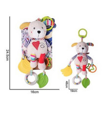 Брязкальце 688 M51 (72) "Песик", текстильне, шумливі кульки, підвіски, 2 прорізувачі, кільце для підвішування, в пакеті