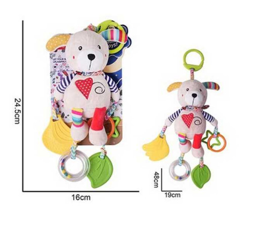 Брязкальце 688 M51 (72) "Песик", текстильне, шумливі кульки, підвіски, 2 прорізувачі, кільце для підвішування, в пакеті – в наличии! Купите сейчас у KAZKOVA