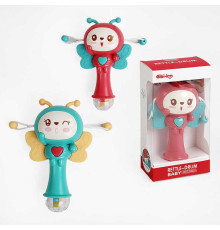 Брязкальце 698-75 (144/2) "Бджілка", 2 кольори, 3D підсвічування, звуки, мелодії, прорізувачі, в коробці