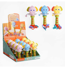 Брязкальце M 611 (12) ЦІНА ЗА 12 ШТУК В БЛОЦІ, "Слоненя", мелодії, англійські слова, звуки тварин, музичні інструменти, прорізувач