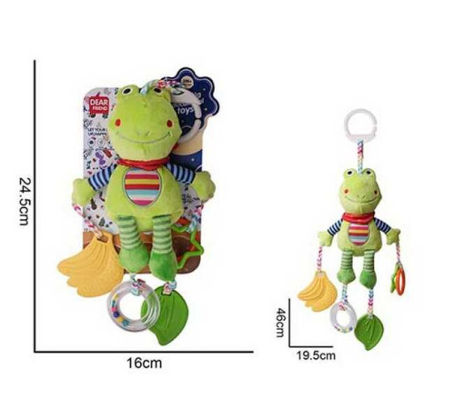 Брязкальце 688 M52 (72) "Жабка", текстильне, шумливі кульки, підвіски, 2 прорізувачі, кільце для підвішування, в пакеті – в наличии! Купите сейчас у KAZKOVA