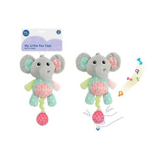 Брязкальце 1952-1 (60) м'яка іграшка, мелодія, заводний механізм, пискавка, мотузок для фіксації іграшки, в пакеті