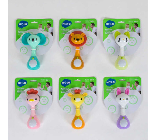 Брязкальце 3134 (48/2) "Hola" мелодії, звуки, підсвічування, 6 видів, на листі, ВИДАЄТЬСЯ ТІЛЬКИ МІКС ВИДІВ