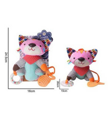 Брязкальце 688 M84 (96) "Котик", текстильне, кульки, 2 прорізувачі, шумливі вушка, кільце для підвішування, в пакеті