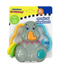 Музичне брязкальце 0889 (96) “Слоник”, на батарейках, підсвічування, мелодії, прорізувачі, звуки, на листі