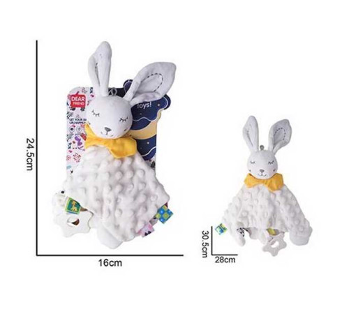 Брязкальце-комфортер 688 M67 (96) текстильне, гумовий прорізувач, текстильні елементи, петелька, в пакеті – в наличии! Купите сейчас у KAZKOVA