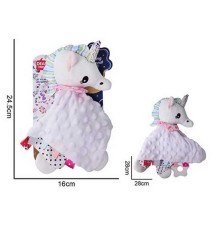 Брязкальце-комфортер 688 M64 (96) "Єдиноріжка", текстильне, гумовий прорізувач, шумливі вушка, петелька для підвішування, в пакеті