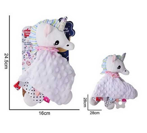 Брязкальце-комфортер 688 M64 (96) "Єдиноріжка", текстильне, гумовий прорізувач, шумливі вушка, петелька для підвішування, в пакеті – в наличии! Купите сейчас у KAZKOVA