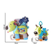 Брязкальце 688 M85 (96) "Песик", текстильне, кульки, 2 прорізувачі, шумливі ніжки, кільце для підвішування, в пакеті