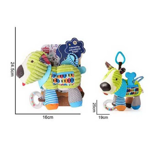 Брязкальце 688 M85 (96) "Песик", текстильне, кульки, 2 прорізувачі, шумливі ніжки, кільце для підвішування, в пакеті – в наличии! Купите сейчас у KAZKOVA