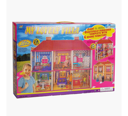 Будиночок для ляльок 6983 (6) 2 поверхи, 128 деталей, меблі, в коробці