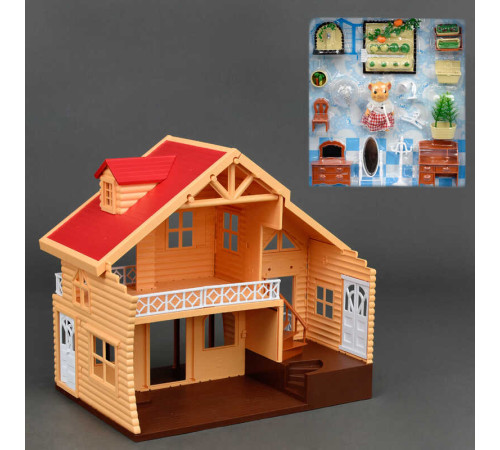 Вілла "Щаслива сім'я" 012-03 (6) меблі, фігурка, підсвічування, в коробці