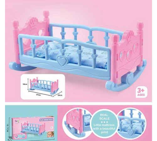 Ліжко для ляльки CS 8882 (36) гойдалка, подушка, ковдра, довжина 37 см, в коробці