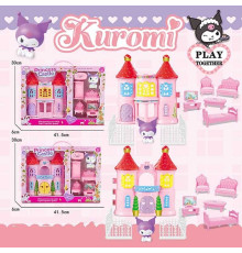 Замок JX 731 KF (48/2) 2 види, висота 24см, герой, ліжечко, крісло, диван, парканчик, в коробці