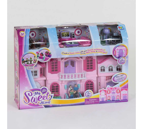 Будиночок ляльковий 16427 (12) з меблями та фігурками, світло, звук, в коробці