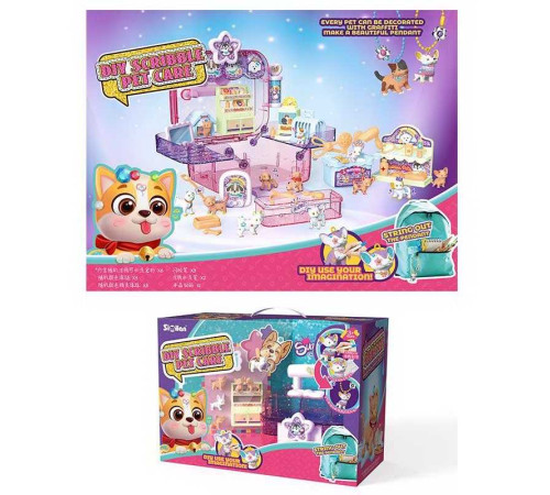 Шкатулка-будиночок QL 002 (18) набір для декорування фігурок, аксесуари, блискітки, стрази, фломастери, наліпки, в коробці