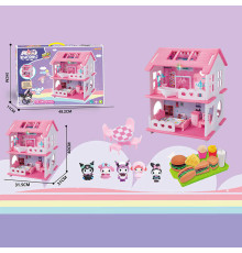 Будиночок з героями YQ 561 (24) розміри будиночка: 31,5х31х40 см, 2 поверхи, меблі, 5 фігурок героїв, муляжі продуктів, в коробці