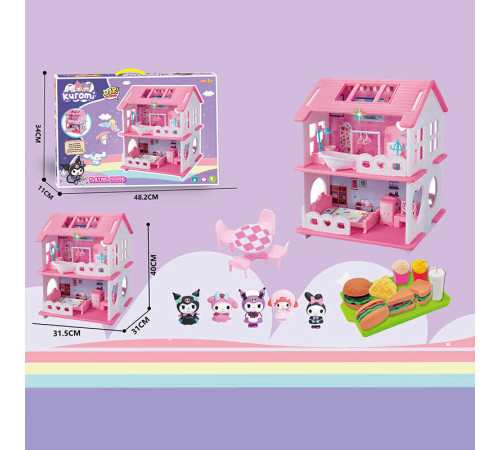 Будиночок з героями YQ 561 (24) розміри будиночка: 31,5х31х40 см, 2 поверхи, меблі, 5 фігурок героїв, муляжі продуктів, в коробці