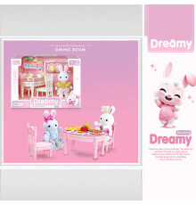 Набір меблів 6621 A-3 (96/2) флоксова фігурка, висота: 9 см, стіл, стільці, аксесуари, в коробці