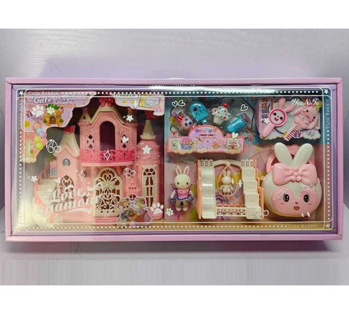 Замок 8309 (12) 2 поверхи, гойдалка, аксесуари, фігурка кролика, в коробці