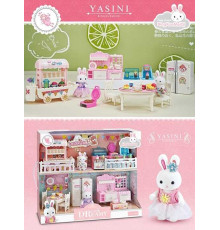 Набір меблів 6626 (12) кав'ярня, 2 флоксові фігурки зайченят, в коробці