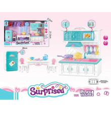 Набір меблів 5 S 632 (36/2) "Кухня", підсвічування плити, звуки приготування, раковина, холодильник, витяжка, сковорідка, солодощі, стіл, в коробці