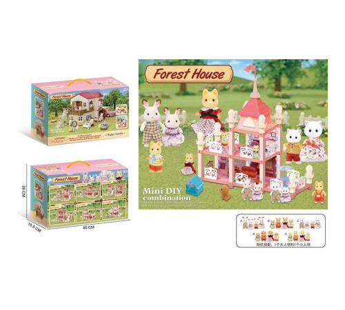 Будиночок 111-434 F (24/2) 2 флоксові тварини, підсвічування, меблі, в коробці