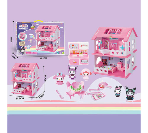 Будиночок з героями YQ 568 (24) розміри будиночка: 31,5х31х40 см, 2 поверхи, меблі, 5 фігурок героїв, іграшковий посуд, в коробці