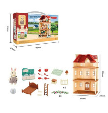 Будиночок A 07 (12) 3 поверхи, флоксова фігурка, меблі, аксесуари, підсвічування, в коробці