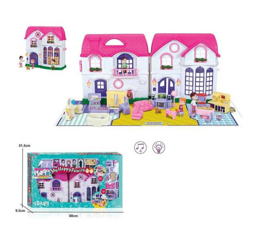 Будиночок 16901 (6) підсвічування, звук домофона, фігурки членів сім'ї, іграшкові меблі, в коробці