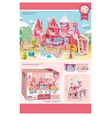 Будиночок 6687 (4) підсвічування, мелодія, 2 ляльки, меблі, аксесуари, улюбленці, наліпки, в коробці