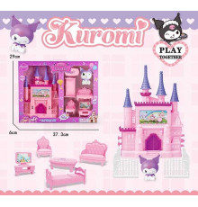 Замок JX 751 KF-1 (48/2) герой, підсвічування, весела мелодія, висота замку 24см, ліжечко, диван, крісло, парканчик, в коробці