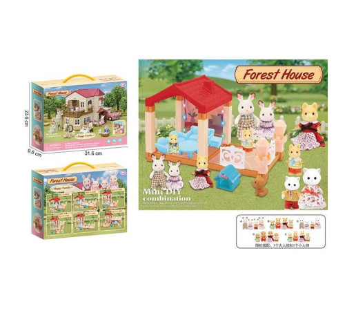 Будиночок 111-435 A (36/2) 2 флоксові тварини, підсвічування, меблі, в коробці