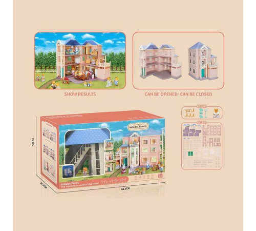 Будиночок 1808 (6) 89 деталей, розсувний, 3 поверхи, меблі, флоксова фігурка, в коробці