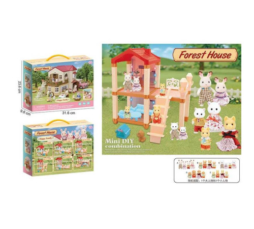 Будиночок 111-435 D (36/2) 2 флоксові тварини, підсвічування, меблі, в коробці